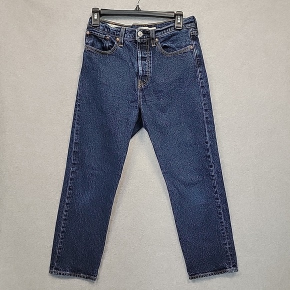 LEVI'S Jeans Womens 28 Blue Premium Wedgie Button Fly Straight Leg High Rise EUC - Picture 1 of 14
